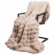 Vidaxl antislip deken van imitatie konijnenbont olite 4 st beige - afbeelding 3