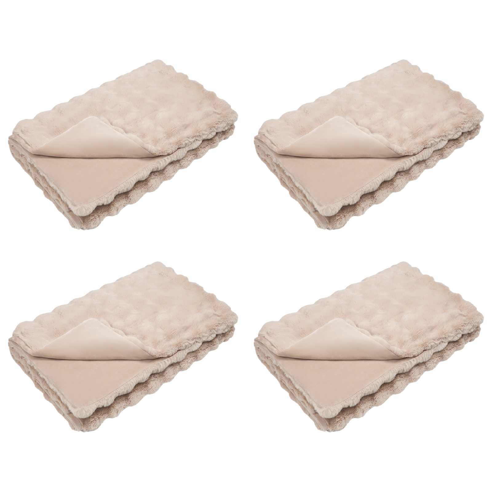 Vidaxl neppels konijnenbont deken olite 4 pcs beige 150 x 220 cm