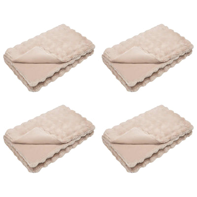 Vidaxl neppels konijnenbont deken olite 4 pcs beige 150 x 220 cm