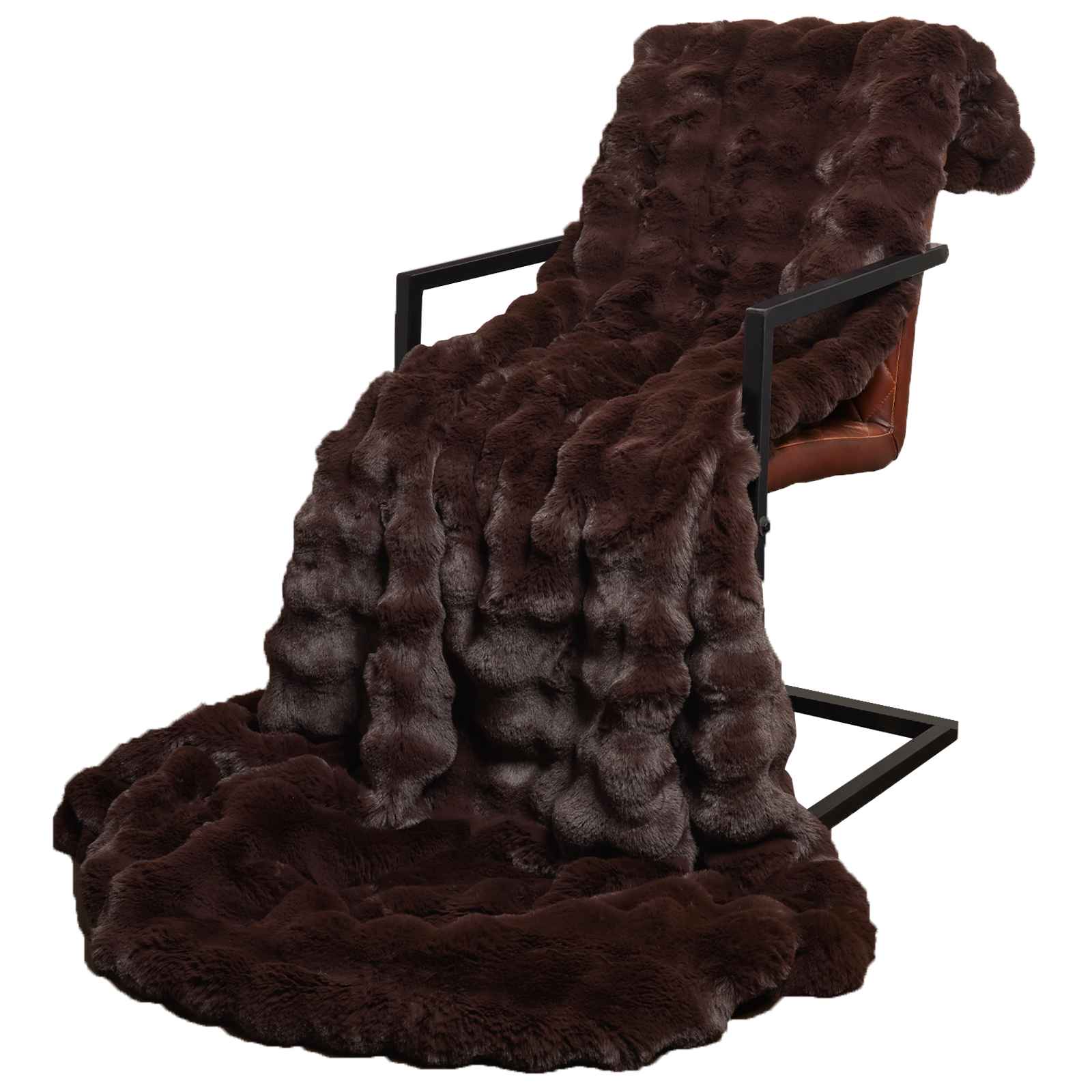 Vidaxl neppels konijnenbont deken olite kameel 150 x 220 cm polyester