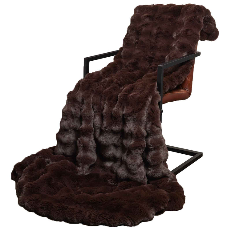 Vidaxl antislip deken van imitatie konijnenbont olite kameel polyester