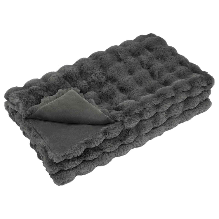 Vidaxl antislip deken van imitatie konijnenbont olite donkergrijs