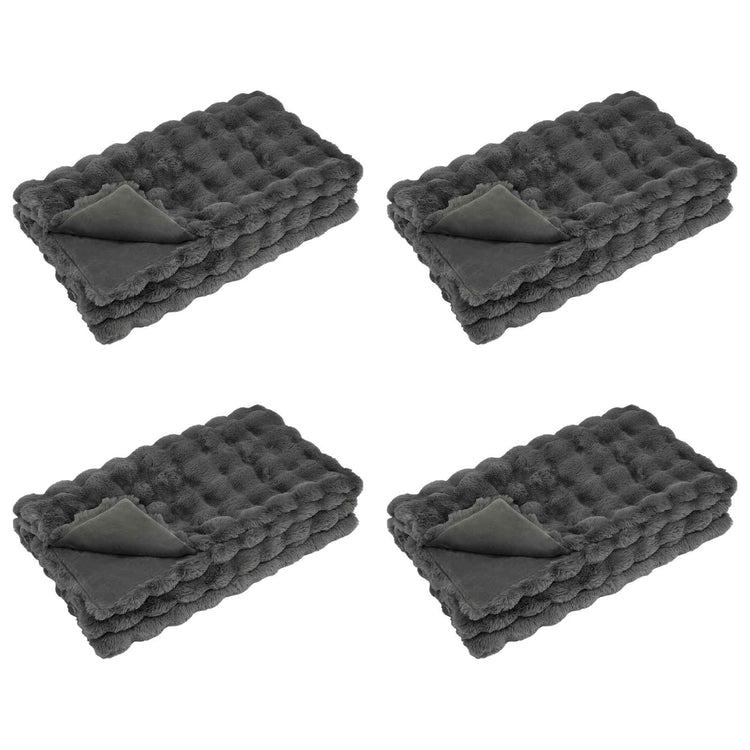 Vidaxl antislip deken van imitatie konijnenbont olite 4 st donkergrijs