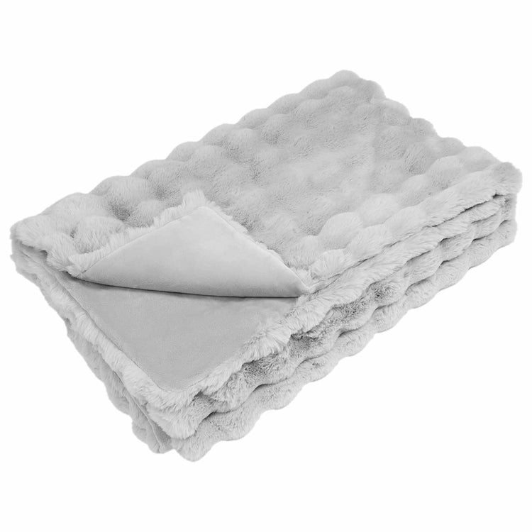 Vidaxl antislip deken van imitatie konijnenbont olite grijs polyester