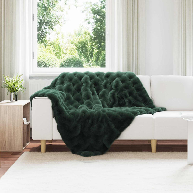 Vidaxl antislip deken van imitatie konijnenbont olite 4 st donkergroen