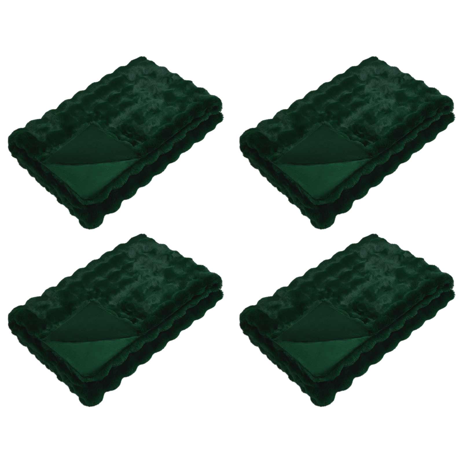 Vidaxl neppels konijnenbont deken olite 4 pcs donkergroen 150 x 220 cm