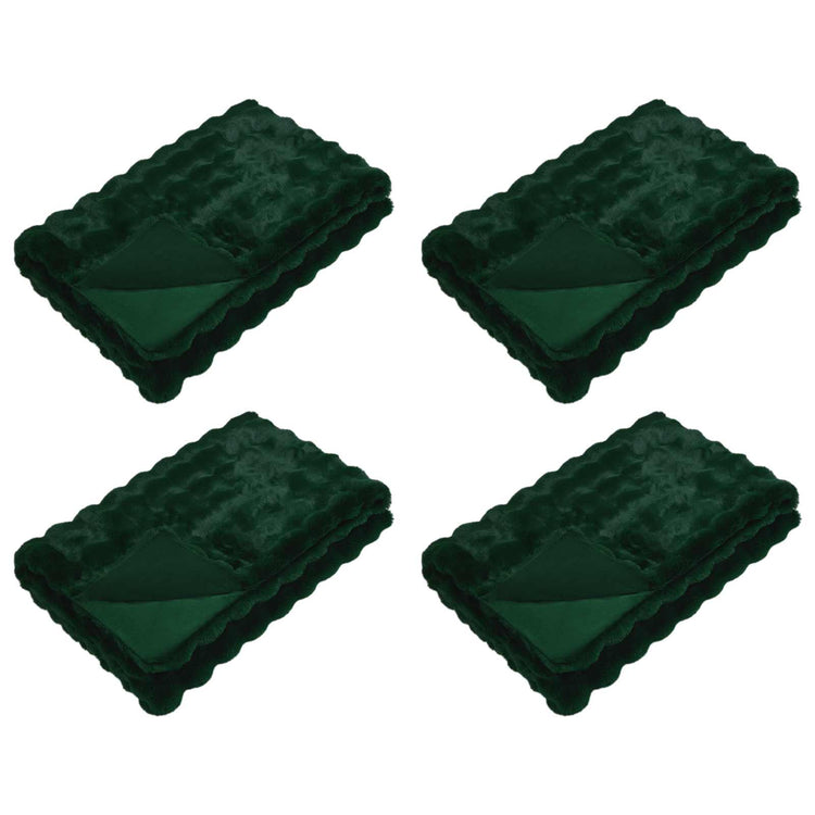 Vidaxl antislip deken van imitatie konijnenbont olite 4 st donkergroen