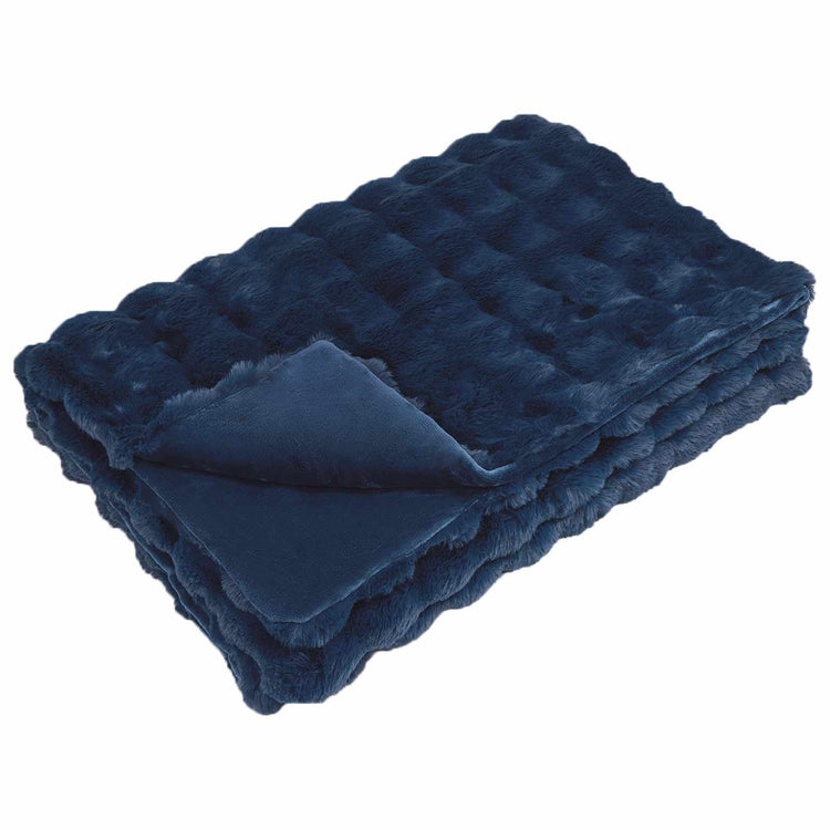 Vidaxl antislip deken van imitatie konijnenbont olite marineblauw