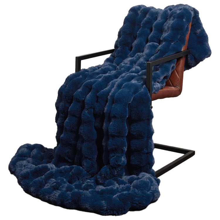 Vidaxl antislip deken van imitatie konijnenbont olite marineblauw