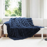 Vidaxl antislip deken van imitatie konijnenbont olite marineblauw - afbeelding 1