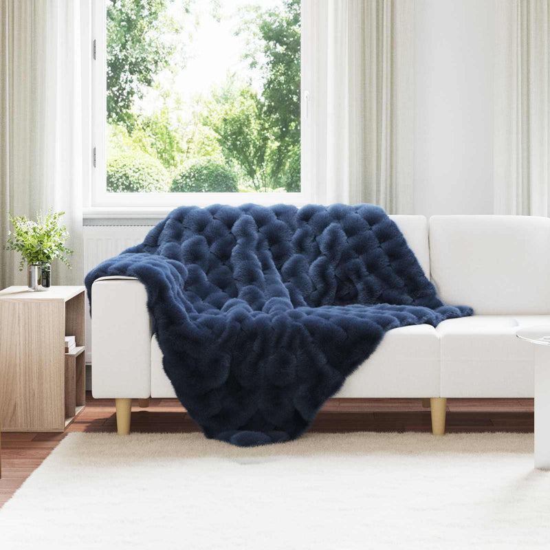 Vidaxl neppels konijnenbont deken olite 4 pcs marineblauw 130 x 150 cm