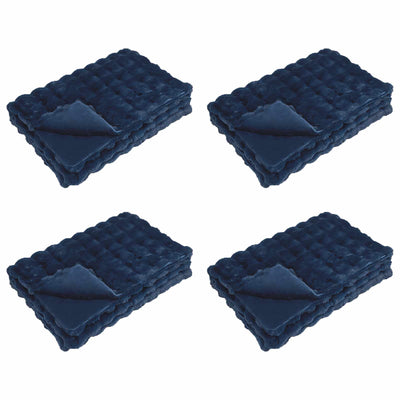 Vidaxl neppels konijnenbont deken olite 4 pcs marineblauw 150 x 220 cm