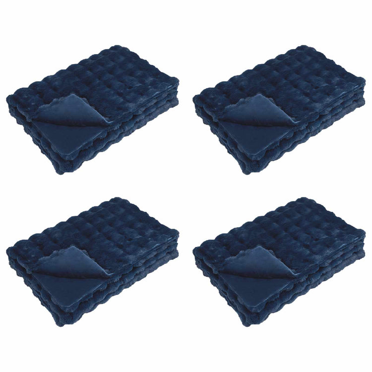Vidaxl antislip deken van imitatie konijnenbont olite 4 st marineblauw