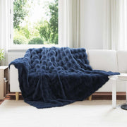 Vidaxl antislip deken van imitatie konijnenbont olite 4 st marineblauw - afbeelding 1