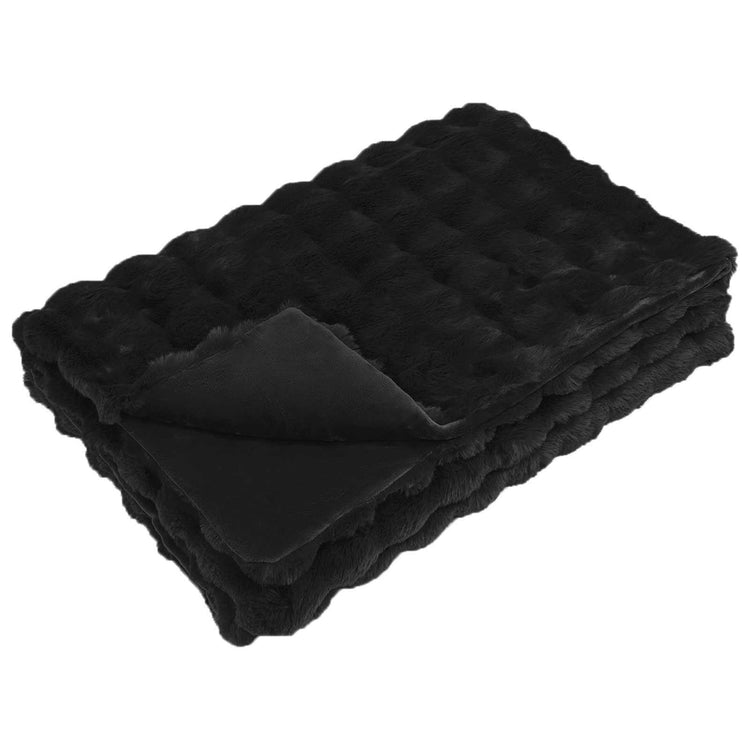 Vidaxl antislip deken van imitatie konijnenbont olite zwart polyester