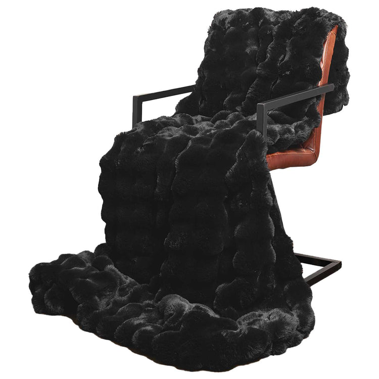 Vidaxl antislip deken van imitatie konijnenbont olite zwart polyester