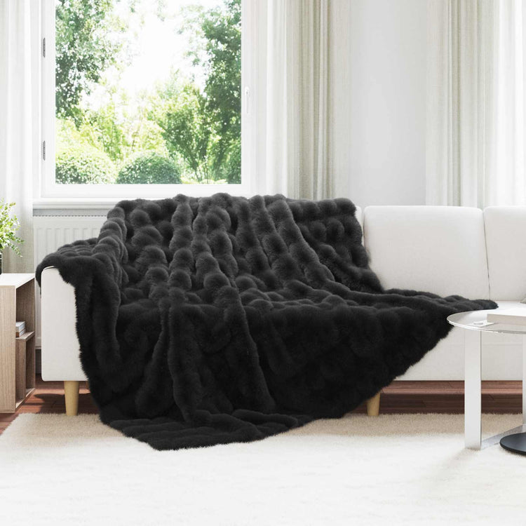 Vidaxl antislip deken van imitatie konijnenbont olite 4 st zwart