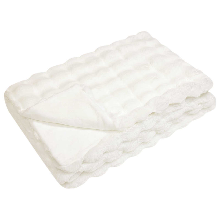 Vidaxl neppels konijnenbont deken olite wit 220 x 240 cm polyester