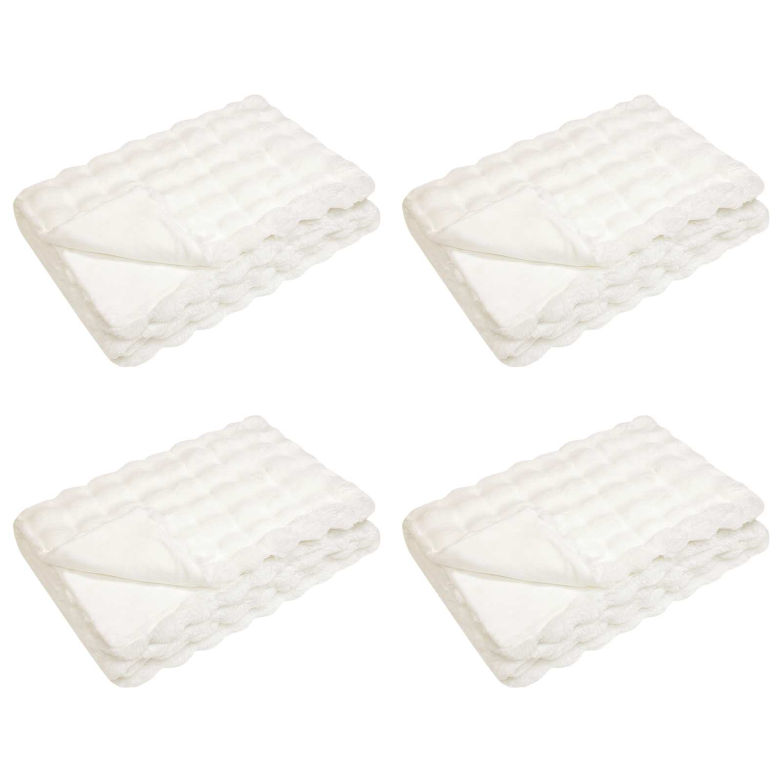 Vidaxl neppels konijnenbont deken olite 4 pcs wit 130 x 150 cm
