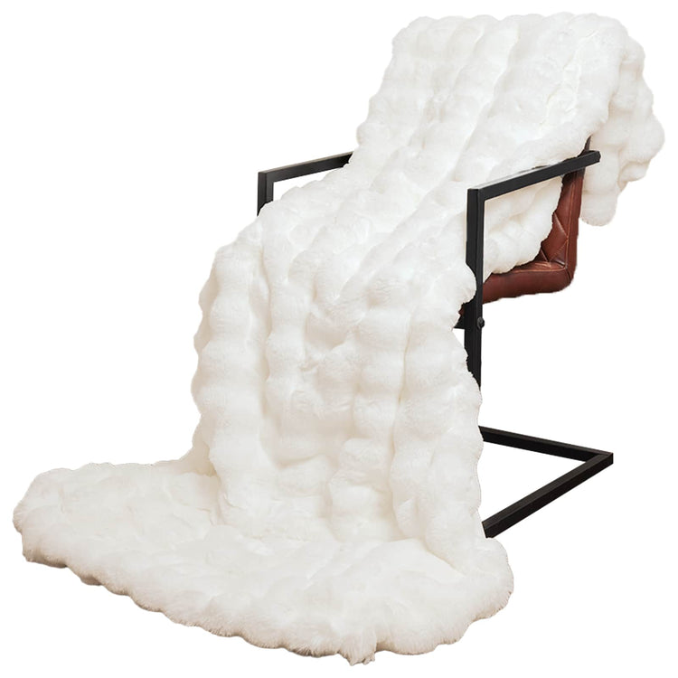 Vidaxl antislip deken van imitatie konijnenbont olite 4 st wit 8.1 kg