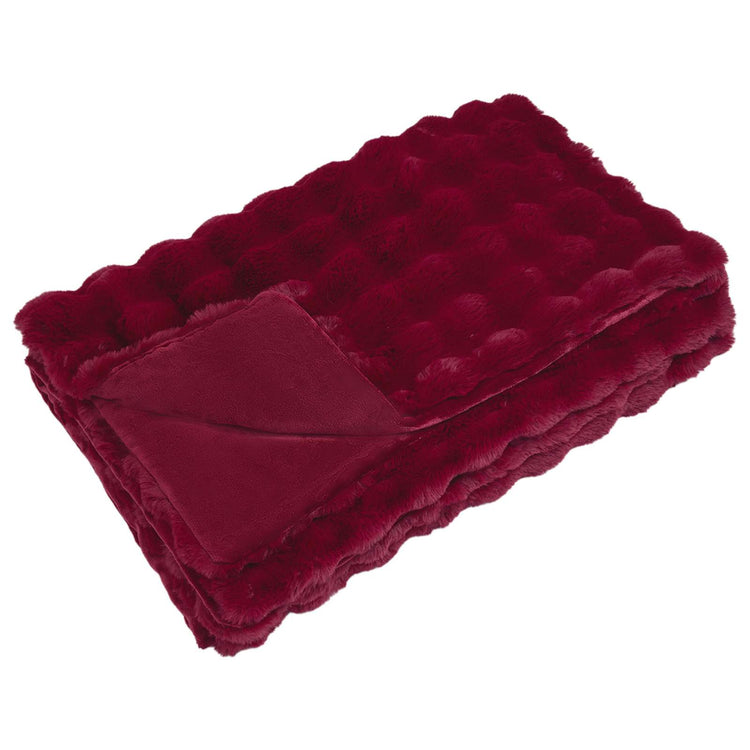 Vidaxl antislip deken van imitatie konijnenbont olite bordeaux rood
