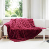 Vidaxl neppels konijnenbont deken olite 4 pcs bordeaux rood polyester