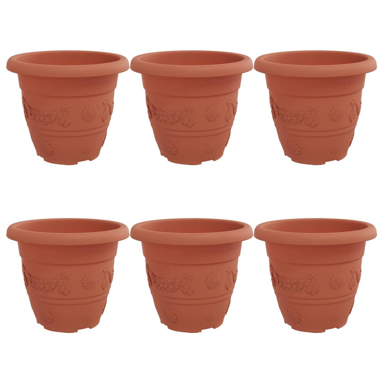 Vidaxl ronde bloempot 6 st baksteenrood ø 22 x 18 cm kunststof