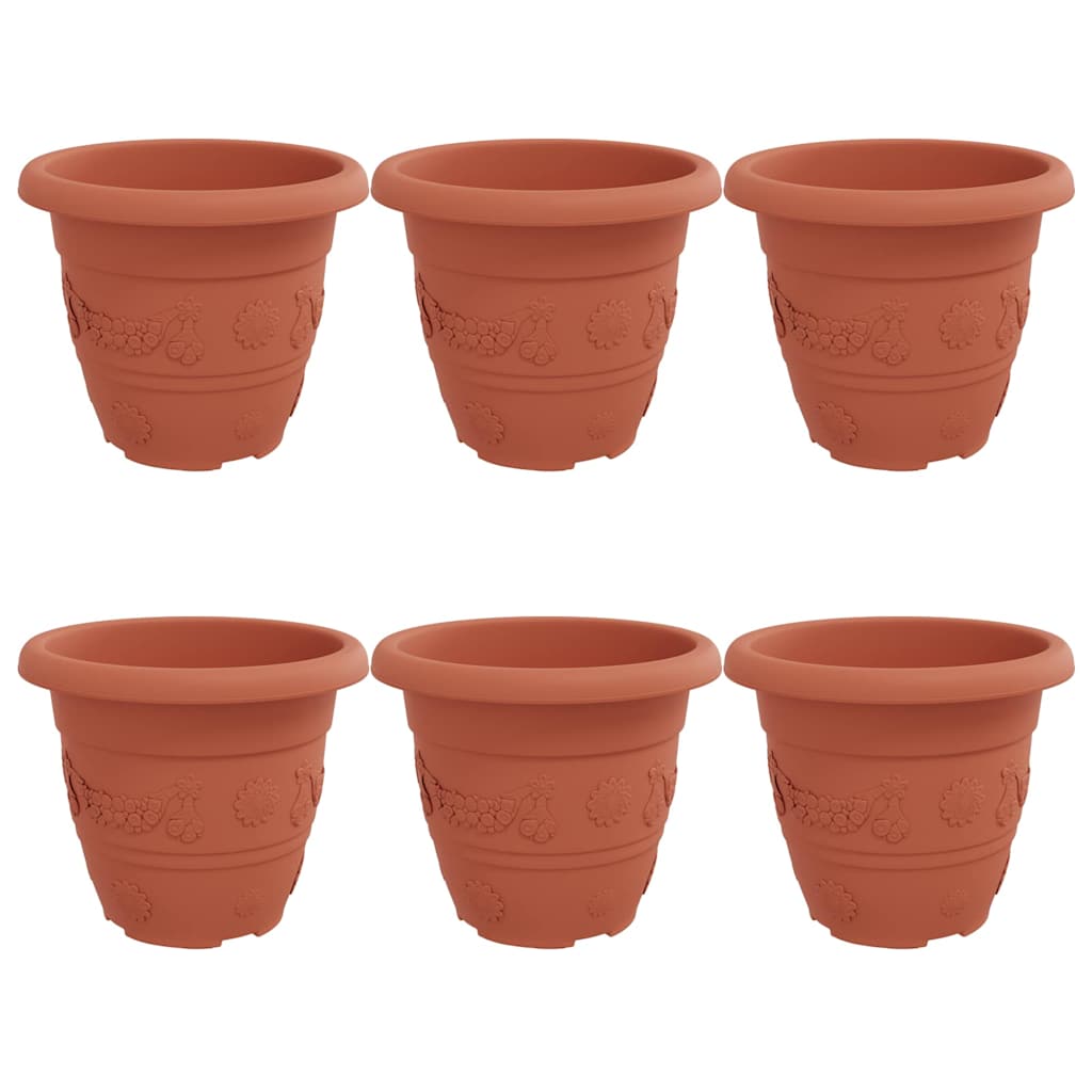 Vidaxl ronde bloempot 6 pcs baksteenrood ø 26 x 21.5 cm kunststof