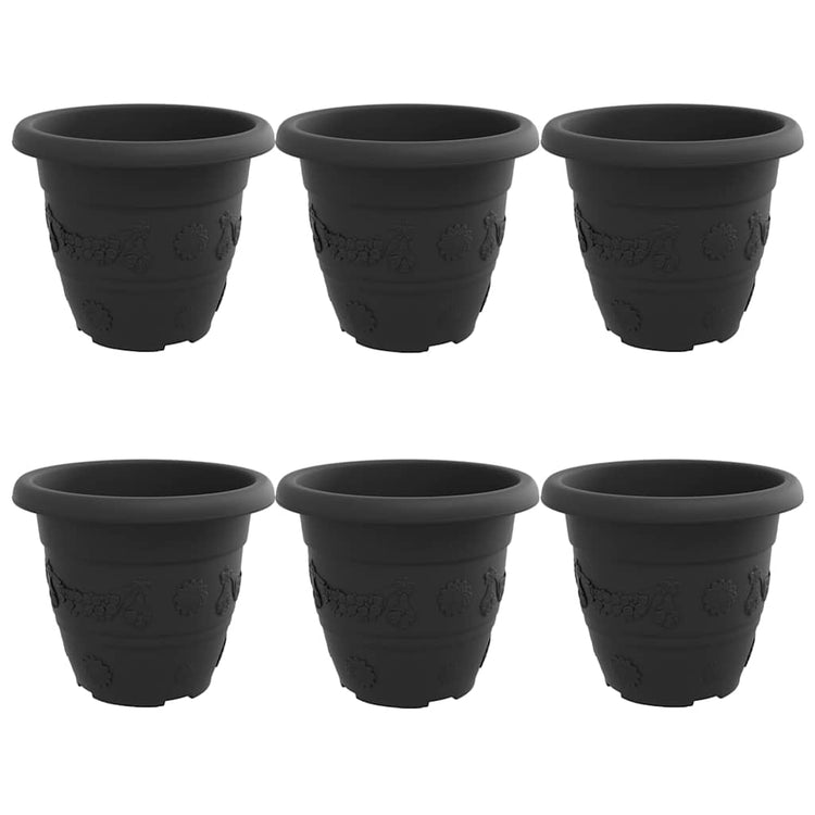 Vidaxl ronde bloempot 6 st zwart ø 26 x 21.5 cm kunststof