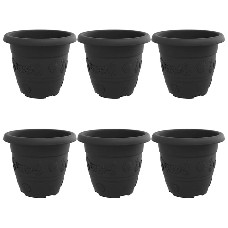 Vidaxl ronde bloempot 6 st zwart ø 30 x 25 cm kunststof