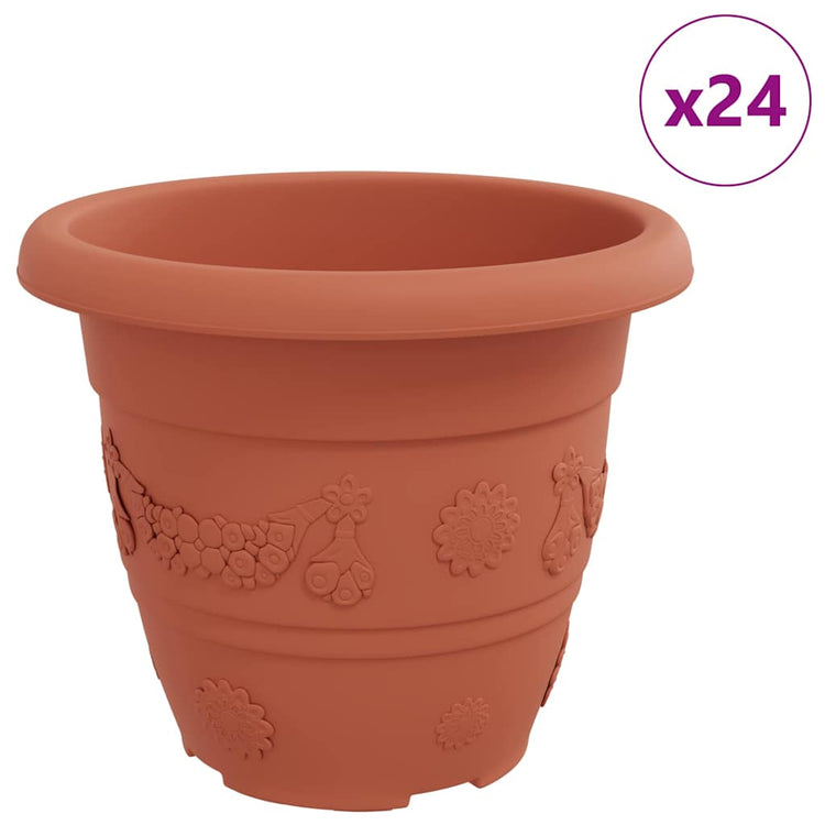 Vidaxl ronde bloempot 24 st baksteenrood ø 26 x 21.5 cm kunststof