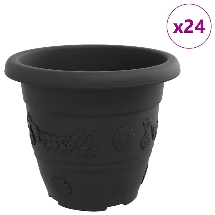 Vidaxl ronde bloempot 24 st zwart ø 22 x 18 cm kunststof