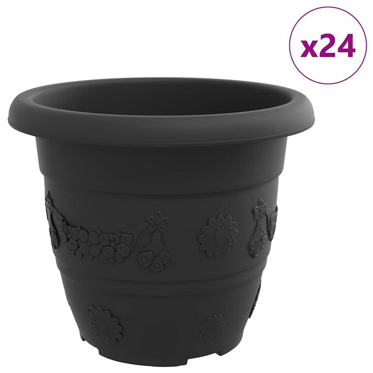 Vidaxl ronde bloempot 24 st zwart ø 30 x 25 cm kunststof