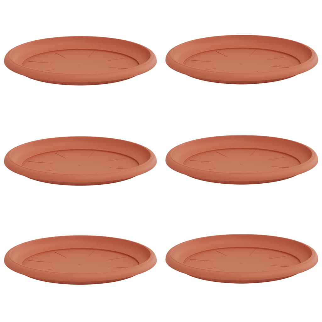 Vidaxl ronde bloemenschalen 6 pcs baksteenrood ø 27 x 2,5 cm kunststof