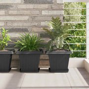 Vidaxl vierkante bloempot 6 st zwart 28,5 x 28,5 x 22 cm kunststof - afbeelding 1