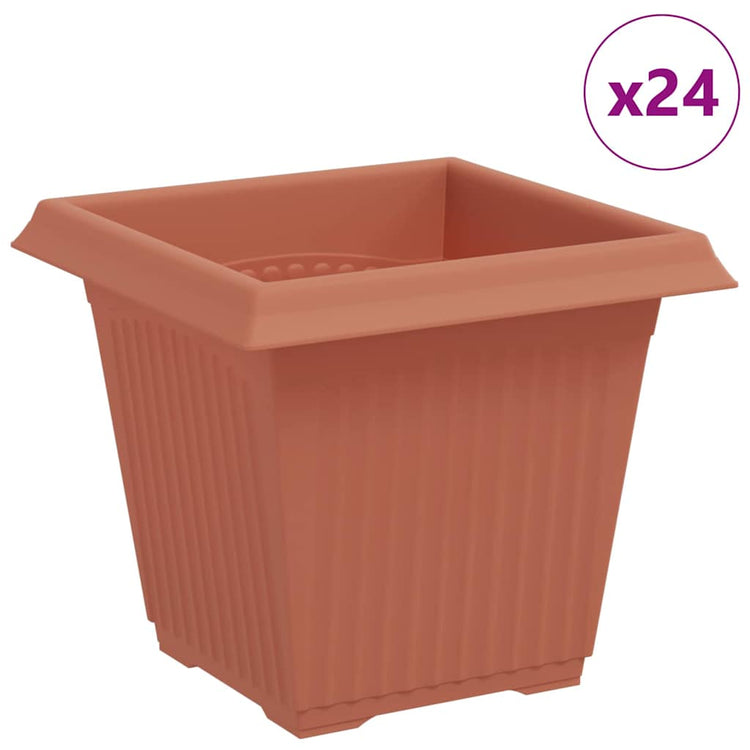 Vidaxl vierkante bloempot 24 st baksteenrood 16 x 16 x 14 cm kunststof