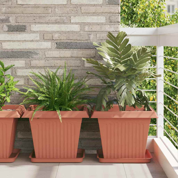 Vidaxl vierkante bloempot 24 st baksteenrood 43 x 43 x 33,5 cm