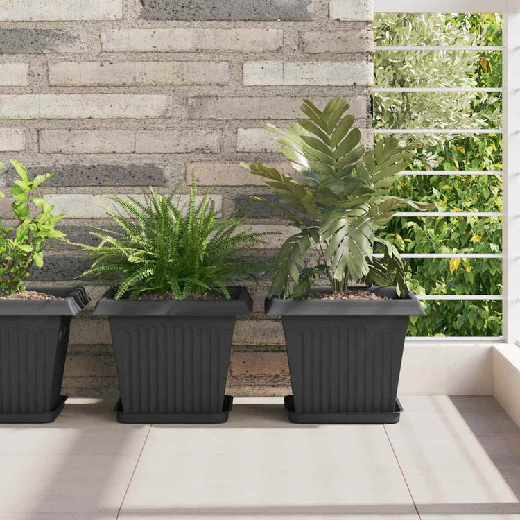 Vidaxl vierkante bloempot 24 st zwart 28,5 x 28,5 x 22 cm kunststof