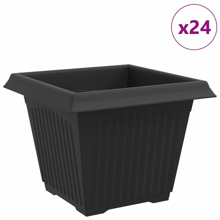Vidaxl vierkante bloempot 24 st zwart 28,5 x 28,5 x 22 cm kunststof
