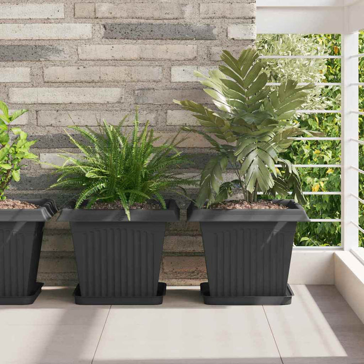 Vidaxl vierkante bloempot 24 st zwart 33 x 33 x 26 cm kunststof