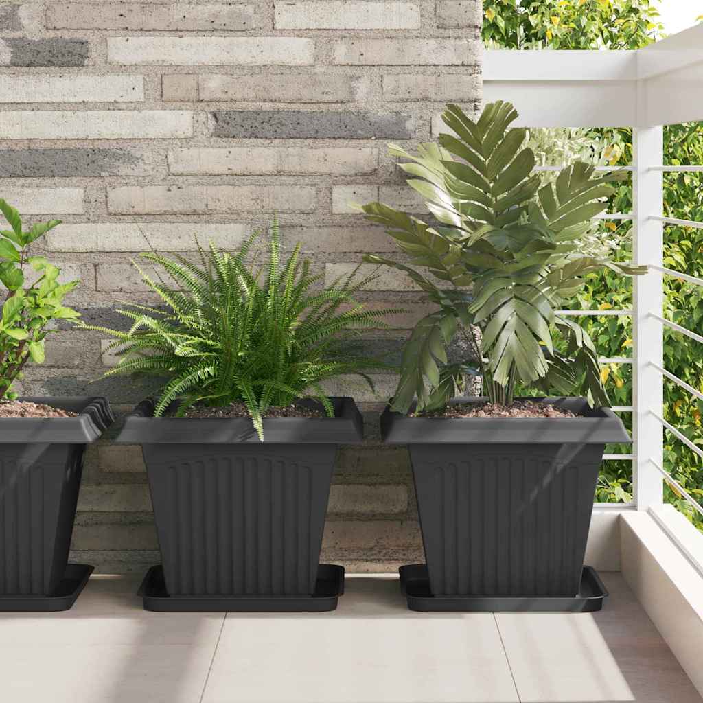 Vidaxl vierkante bloempot 24 st zwart 38 x 38 x 30 cm kunststof
