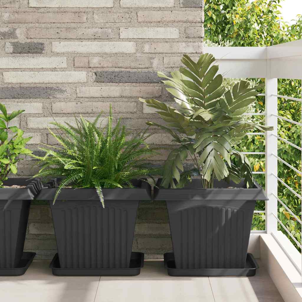 Vidaxl vierkante bloempot 24 st zwart 43 x 43 x 33,5 cm kunststof