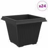 Vidaxl vierkante bloempot 24 pcs zwart 43 x 43 x 33,5 cm kunststof