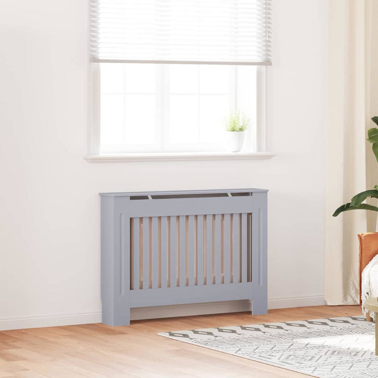 Vidaxl radiatorafdekking 2 st grijs 112 x 19 x 81,5 cm bewerkt hout
