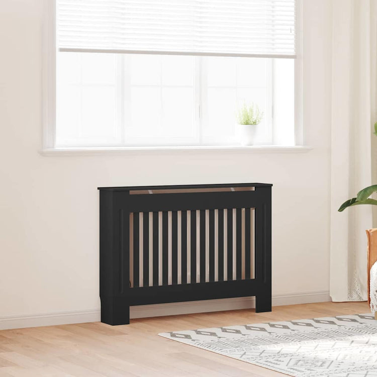 Vidaxl radiatorafdekking 2 st zwart 112 x 19 x 81,5 cm bewerkt hout
