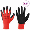 Vidaxl werkhandschoenen 24 pcs rood en zwart 7 s latexcoating
