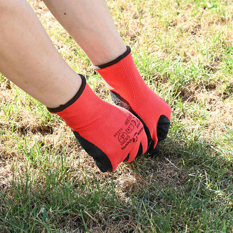 Vidaxl werkhandschoenen 12 st rood en zwart 8 m latexcoating