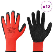 Vidaxl werkhandschoenen 12 st rood en zwart 10 xl latexcoating - afbeelding 3