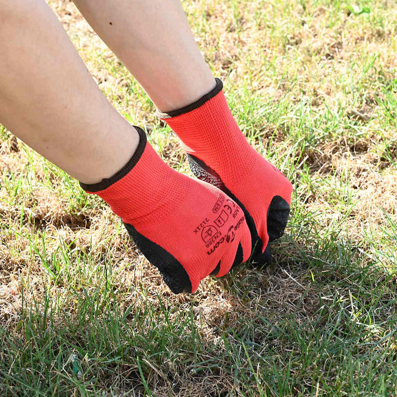 Vidaxl werkhandschoenen 24 pcs rood en zwart 11 xxl latexcoating