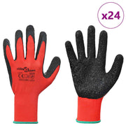 Vidaxl werkhandschoenen 24 st rood en zwart 11 xxl latexcoating - afbeelding 3